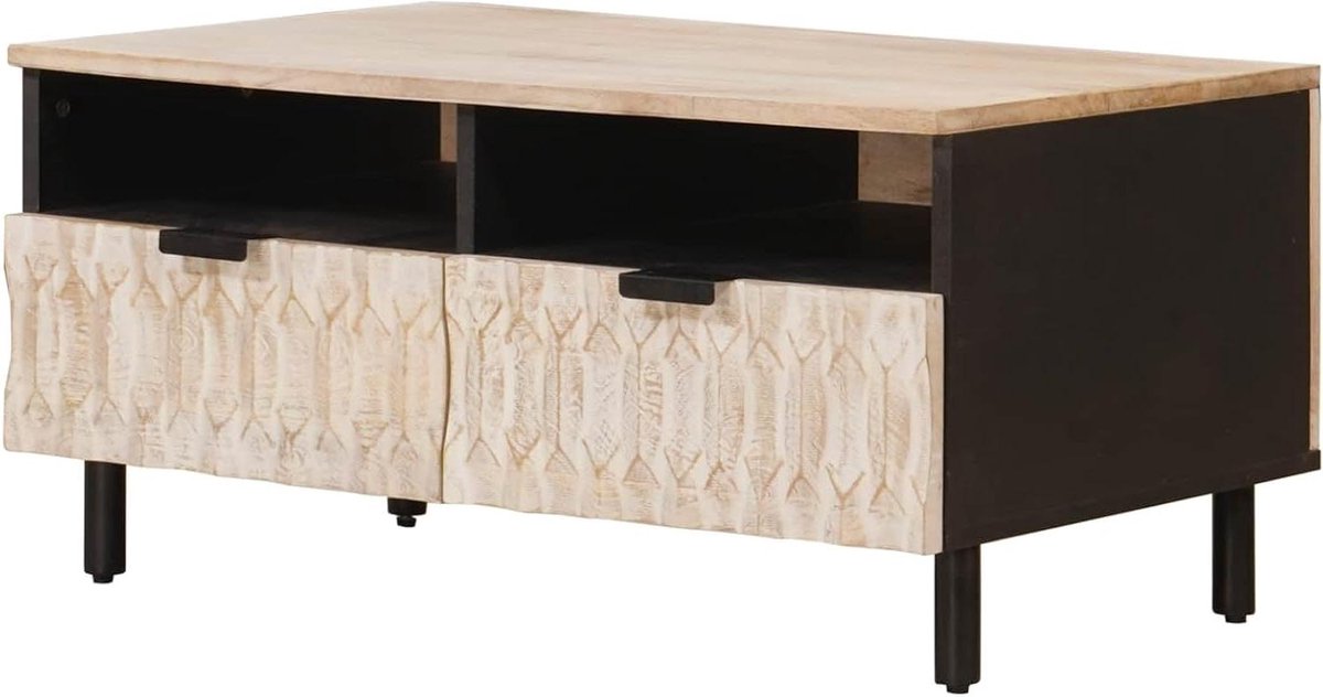Salontafel - Woonkamertafel - Woonkamer Inrichten - Twee laden - 80 x 54 x 40 cm - Wit