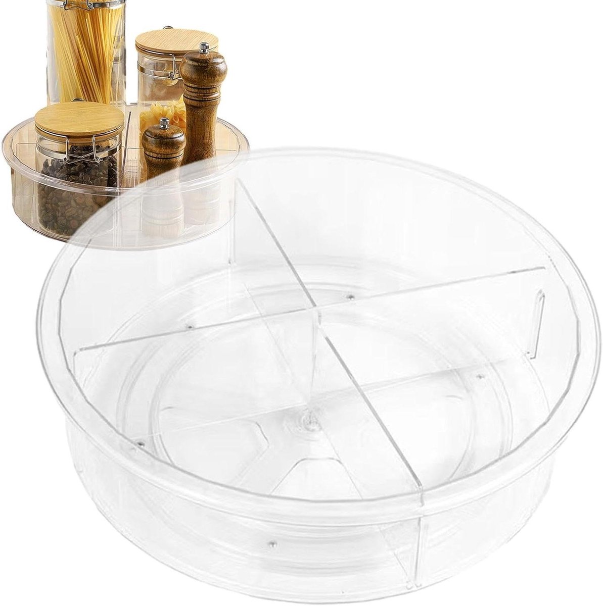 Draaibaar Opbergrek - Keuken Organizer - Efficiënt Ordenen - 360 Graden Rotatie - 30x30x7 cm - Transparant