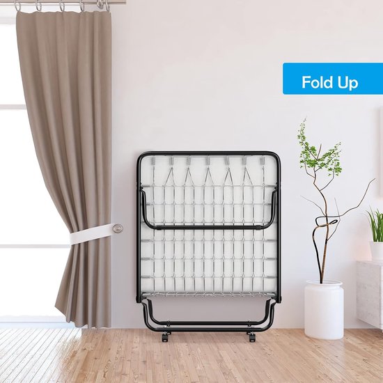 Opklapbed met matras - Logeerbed inklapbaar - Extra slaapplaats - Traagschuim matras - 190 x 80 cm - Wit — afbeelding 2