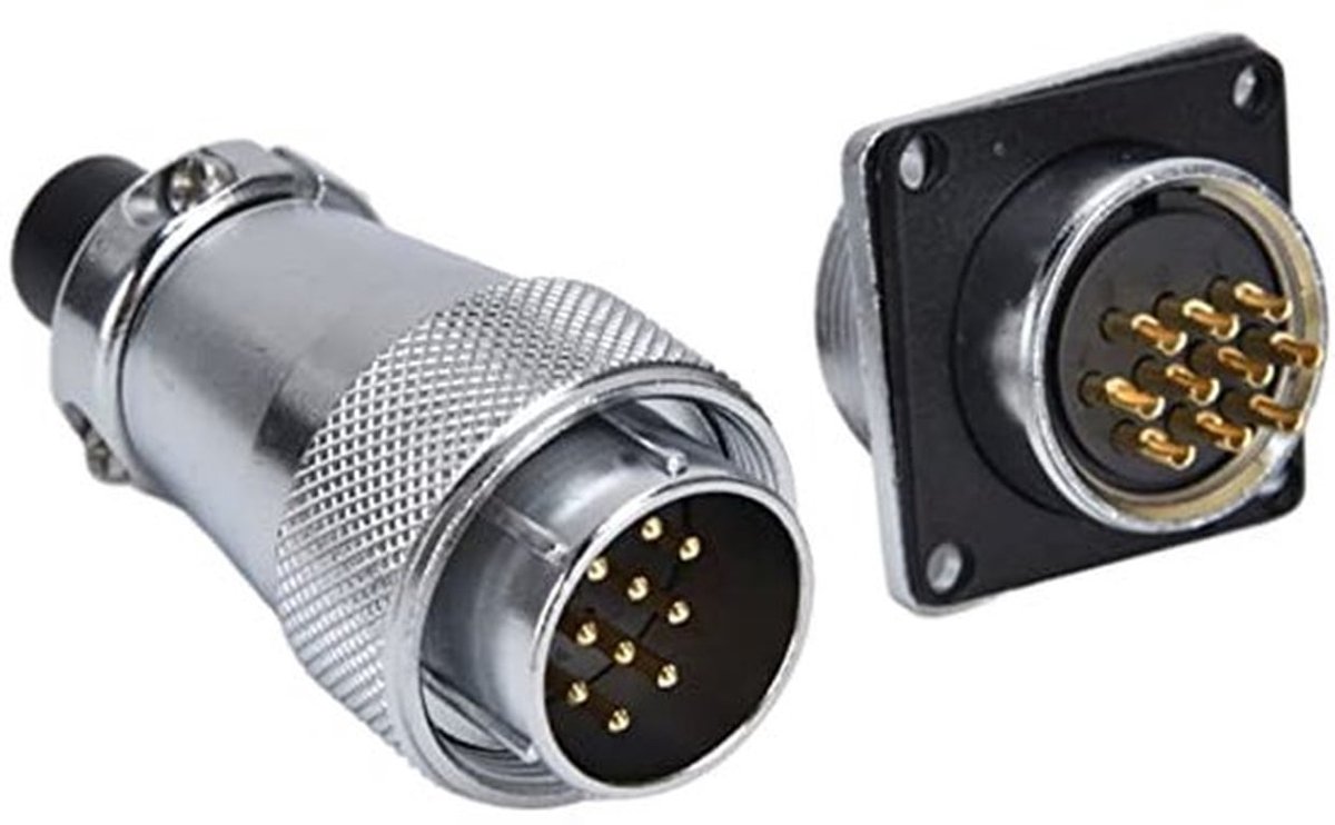 Luchtvaartstekker WS24 4 paar mannelijke vrouwelijke paneelmetaaldraadconnector 10 mm aansluiting (10 pinnen)