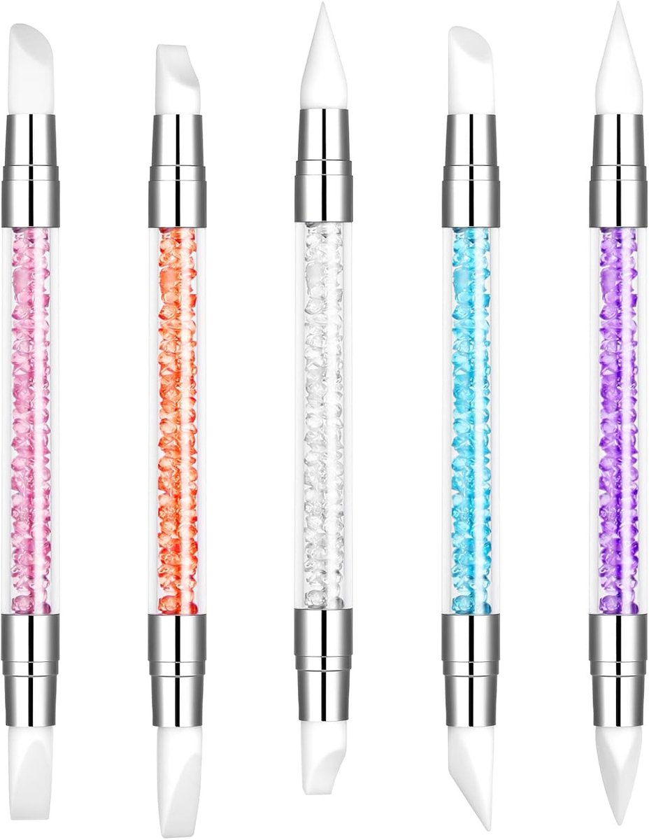 SnelShoppen - Pincet Nail Art Nagels Set - 5-delig Siliconen Sculptuur Pen Set - Dubbelkoppen Pinceaux Nail Art Gereedschap voor Nagellak Manicure Des