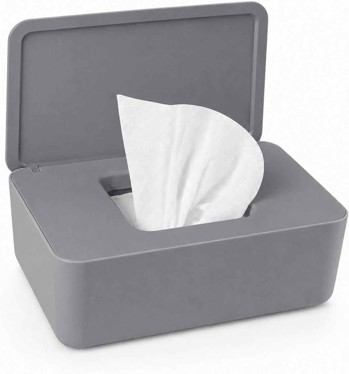 SnelShoppen - Vochtige Doekjes Box - Grijze Opbergdoos voor Witte Doekjes - Natte Veegdispenser van Hoogwaardig PP - Universele Maat 21x12,5x10 cm - I