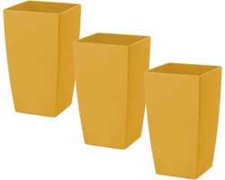 Bloempot Langwerpig - Plantenbak Rechthoekig - Decoratief Gebruik - Gemaakt in Europa - 26 cm Hoog - Geel
