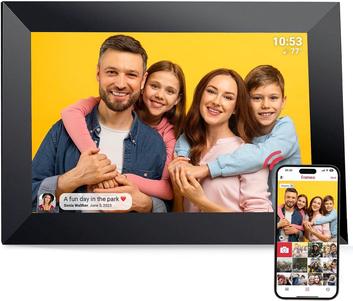 SnelShoppen - Digitale Fotolijst 10.1 inch WiFi Touchscreen - 1280x800 IPS - 32GB Opslag - Automatische Rotatie - Deel Foto's & Video's via App - Perf