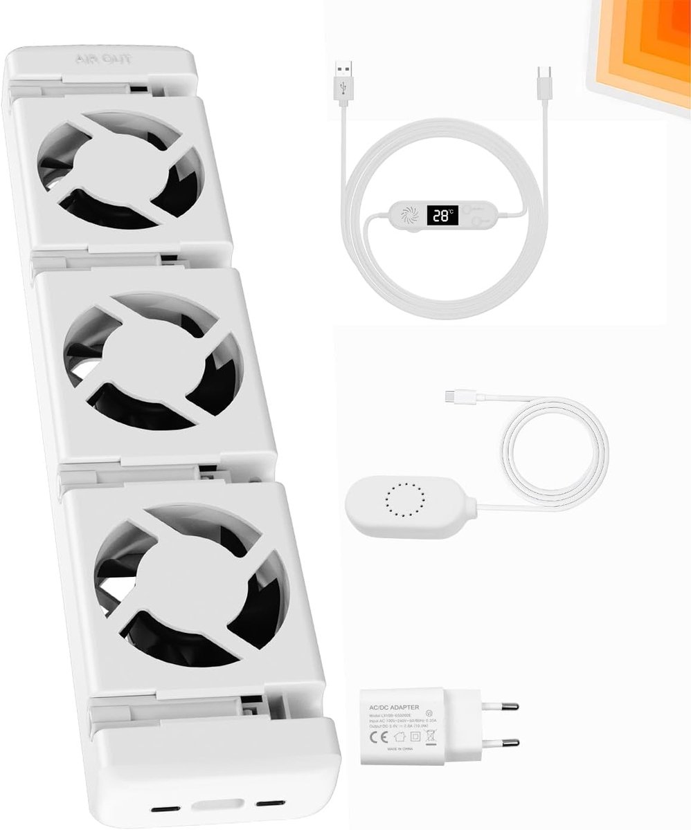 SnelShoppen - Radiatorventilator met 3 Ventilatoren, Radiatorversterker met Windsnelheidsregelaar voor Centrale Verwarming, Energiezuinig, Geluidsarm,
