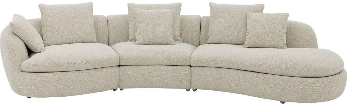 Goossens Hoekbank - Stof - Beige - 367 x 84 x 152 cm - Rechts