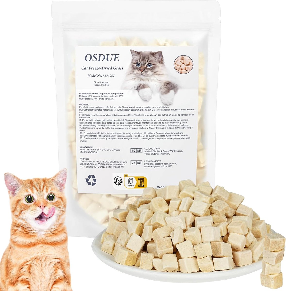 SnelShoppen - Kattengras Tandjes Stok 100g - Eetbare Gevriesdroogde Kipstukjes Kattensnack - Natuurlijke Orale Reiniger - Graanvrij - Voor Katten vana