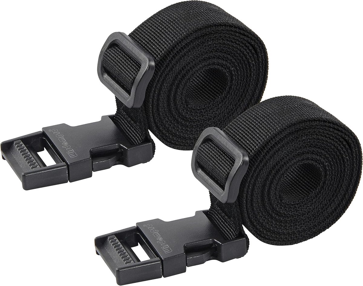 SnelShoppen - 2-Pack Bagageriemen Zwart - Universele Riemen 172,7 cm Voor Reizen, Buitensporten, Werk en Thuis - Handige en Duurzame Riemen