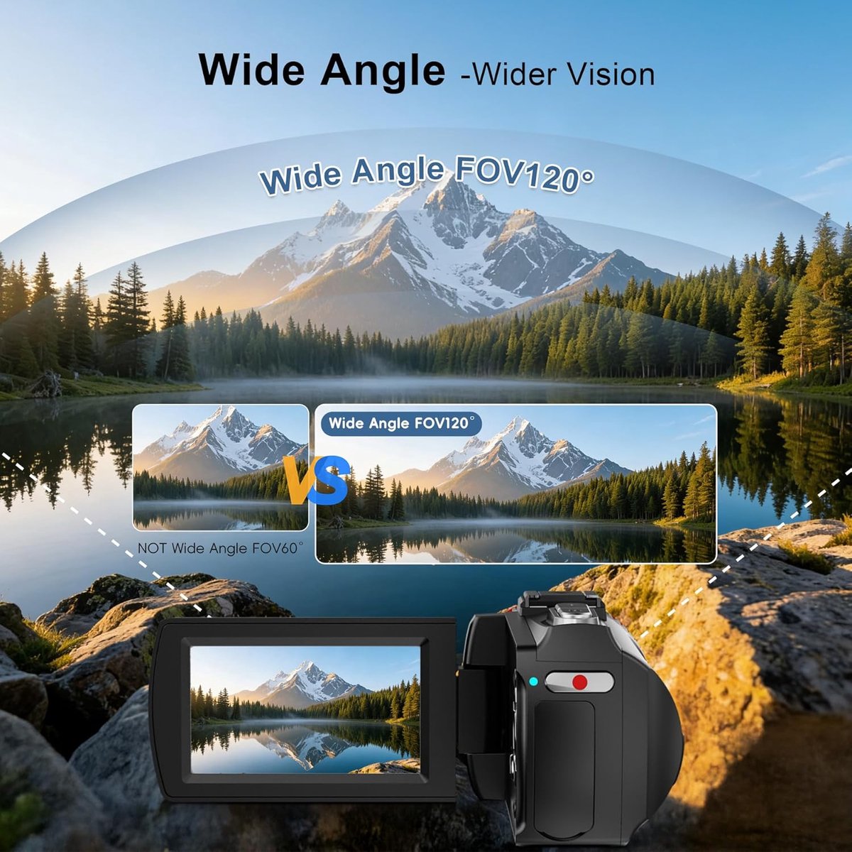 SnelShoppen - 4K videocamera 64 MP Digitale Camcorder 60 FPS met Stabilisatie, Draagbare Vlogging Camera voor YouTube, Inclusief Microfoon, 2 Batterij thumbnail 4