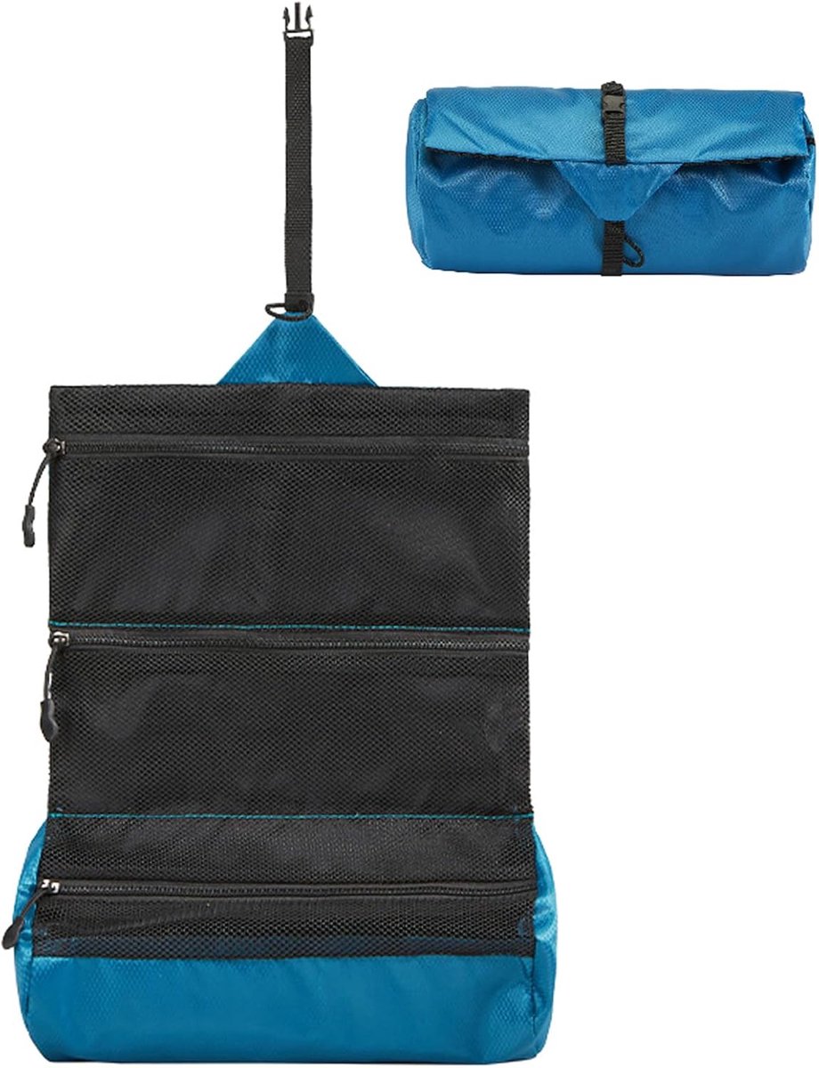 SnelShoppen - Opvouwbare Toilettas Dames & Heren - Hangende Toiletry Bag met 3 Ritsvakken - Ideaal voor Reizen, Camping & Make-up Organisatie - Waterd