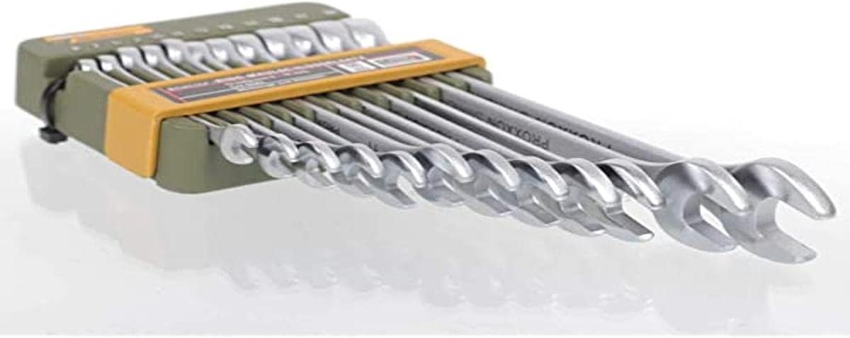 SnelShoppen - Ring Spanner Set 12 Stuks 6-19 mm - Professionele Sleutelset met Wandbeugel - RVS, Roestvrij, Slanke Vorm - Voor Auto, Fietsen, Klussen