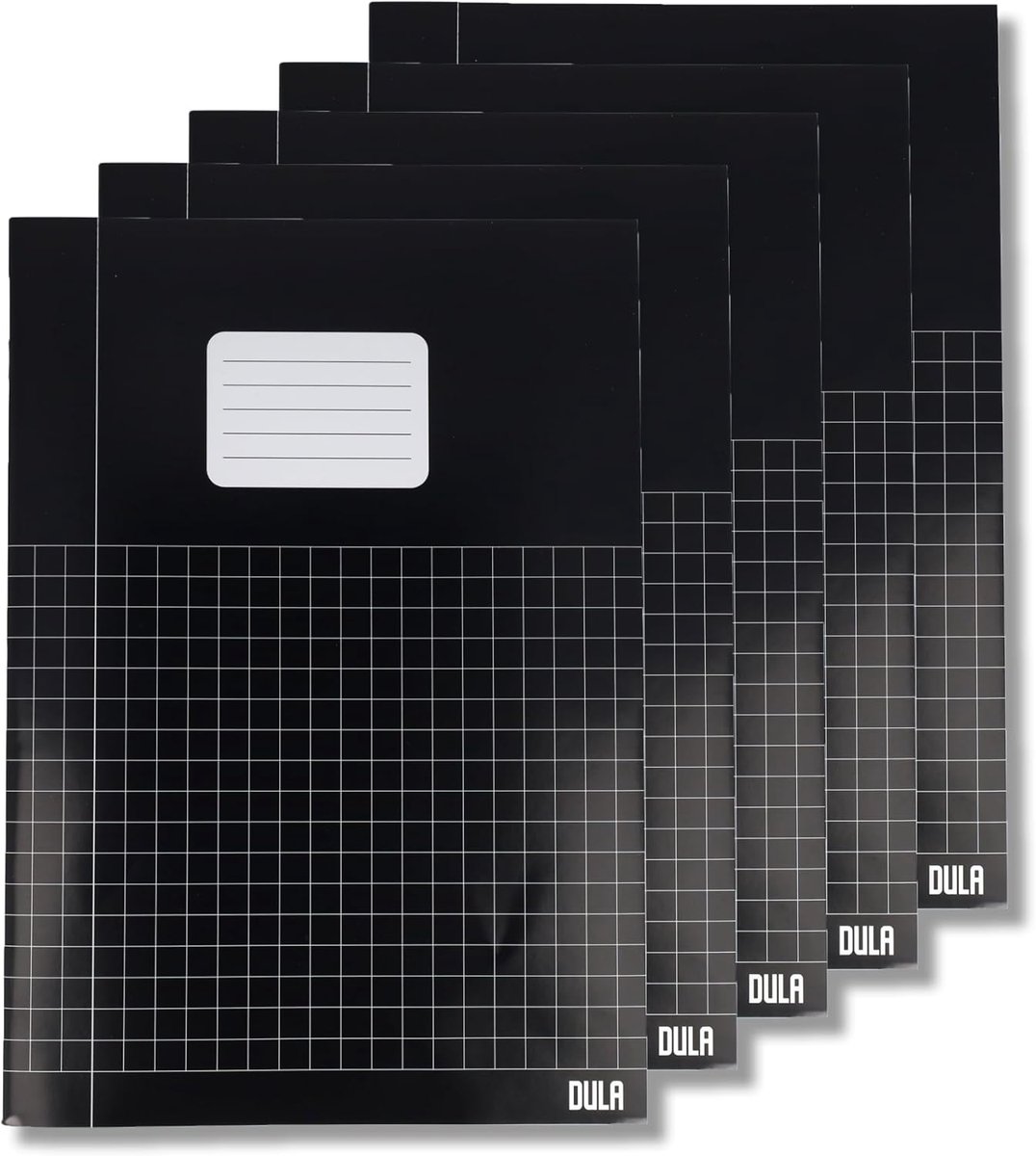 SnelShoppen - A4 Notebooks Checkered 10 mm - Zwart - 5 Pack - School Notitieboeken voor Huiswerk, Formules en Aantekeningen