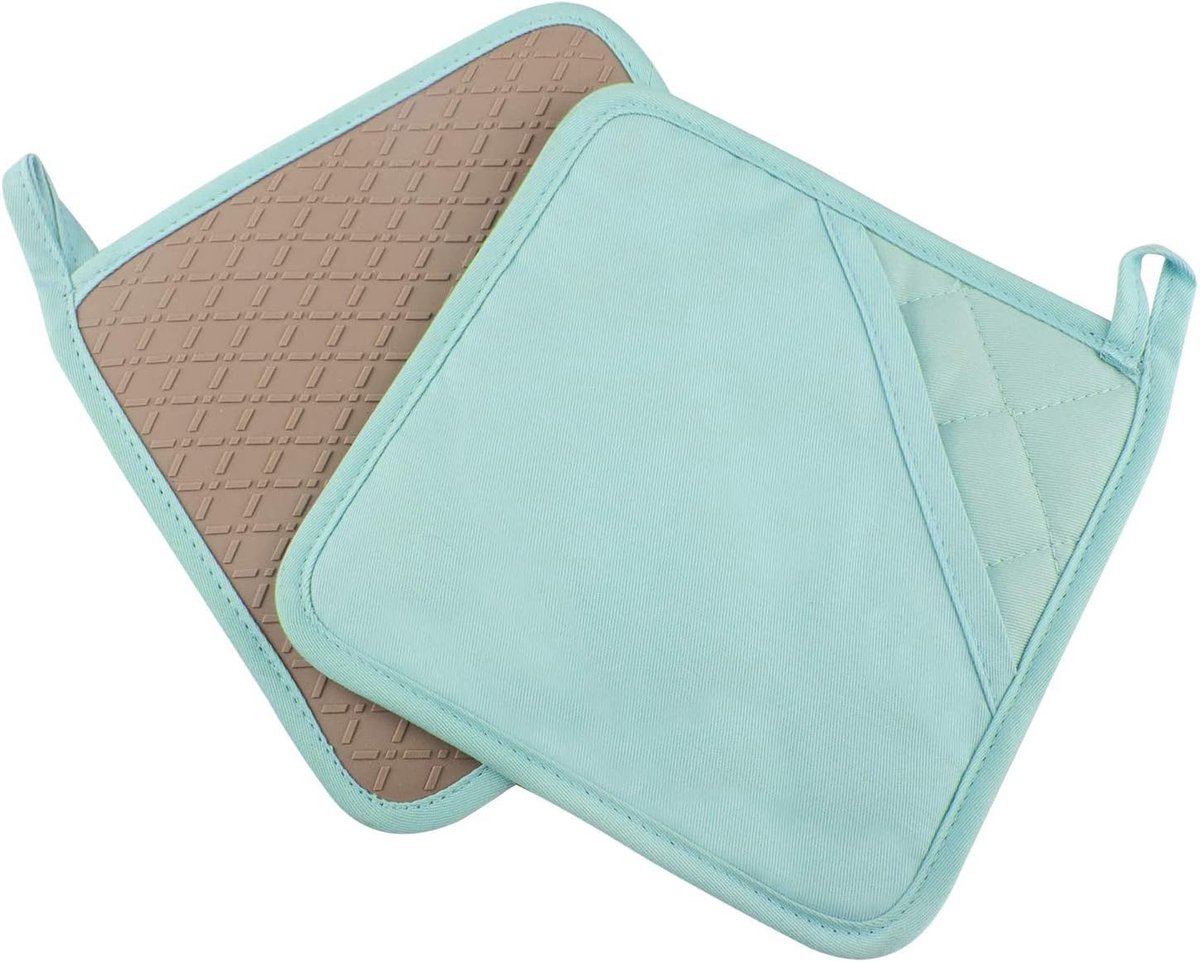 SnelShoppen - Silicone Potholders 18x18 cm - Hittebestendige Pannenlappen - Set van 2 - Lichtblauw - Keukenaccessoires - Veilig en Veelzijdig