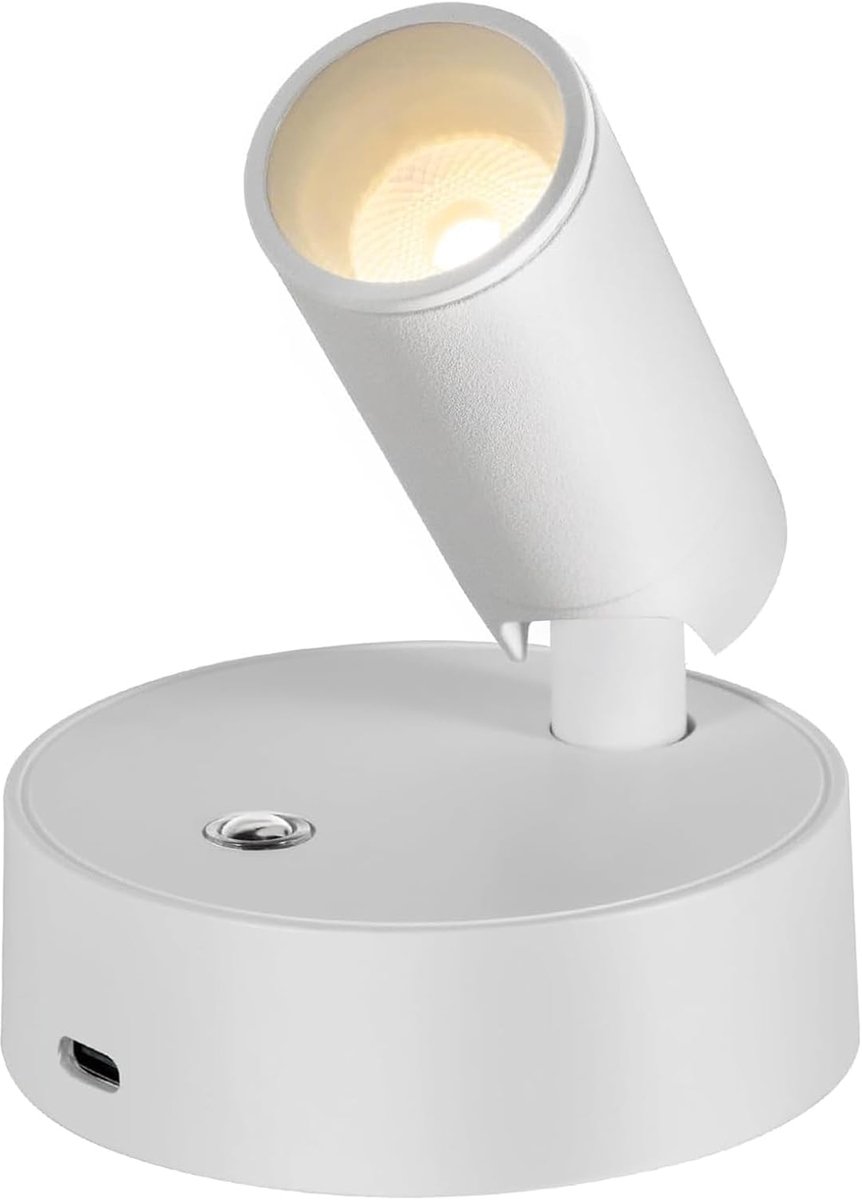 SnelShoppen - Dimbare Draadloze LED Batterij Floodlight - 4000K, 2000mAh, 320° Rotatable, 300 Lumens, Ideaal voor Werk, Camping, Buiten, Wit, 1 Stuk