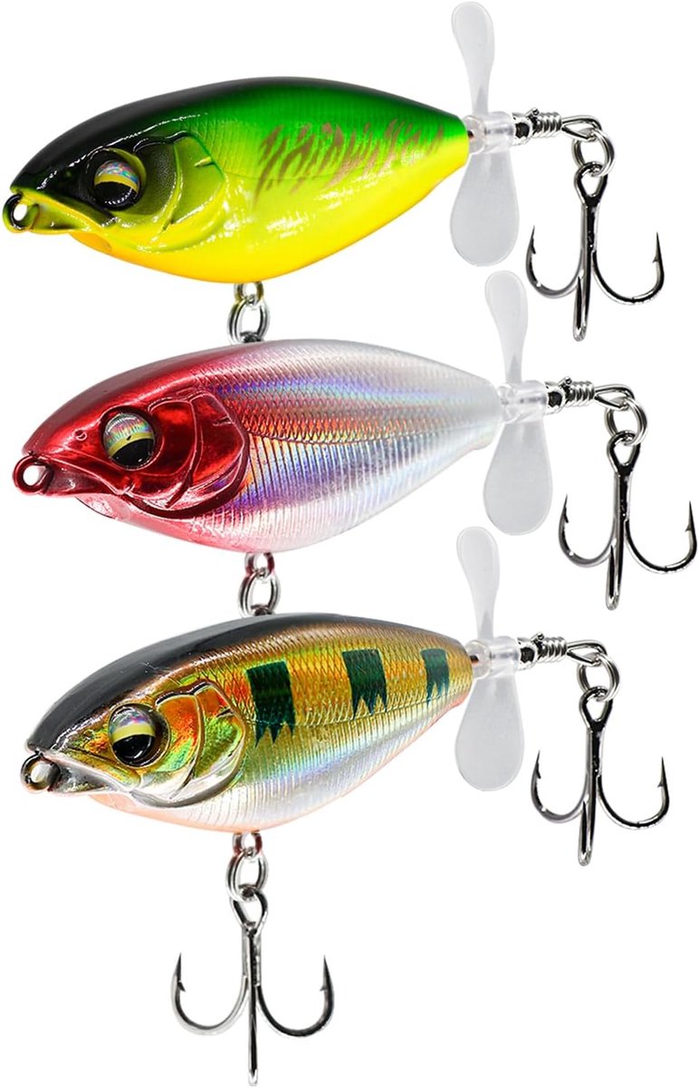 SnelShoppen - Whopper Plopper Visserslure met Spiraalstaart en Haakjes voor Vers en Zeevisserij - Realistische 3D Ogen, Reflecterende Coating, Ideaal