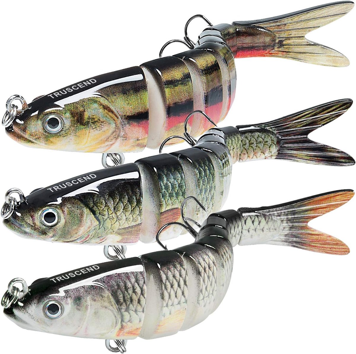 SnelShoppen - Lifelike Swimbait voor Verse en Zoute Wateren, 8 Segmenten Slow Sinking Vissen Bait voor Baars, Forel en Crappie, Perfecte Vissen Cadeau