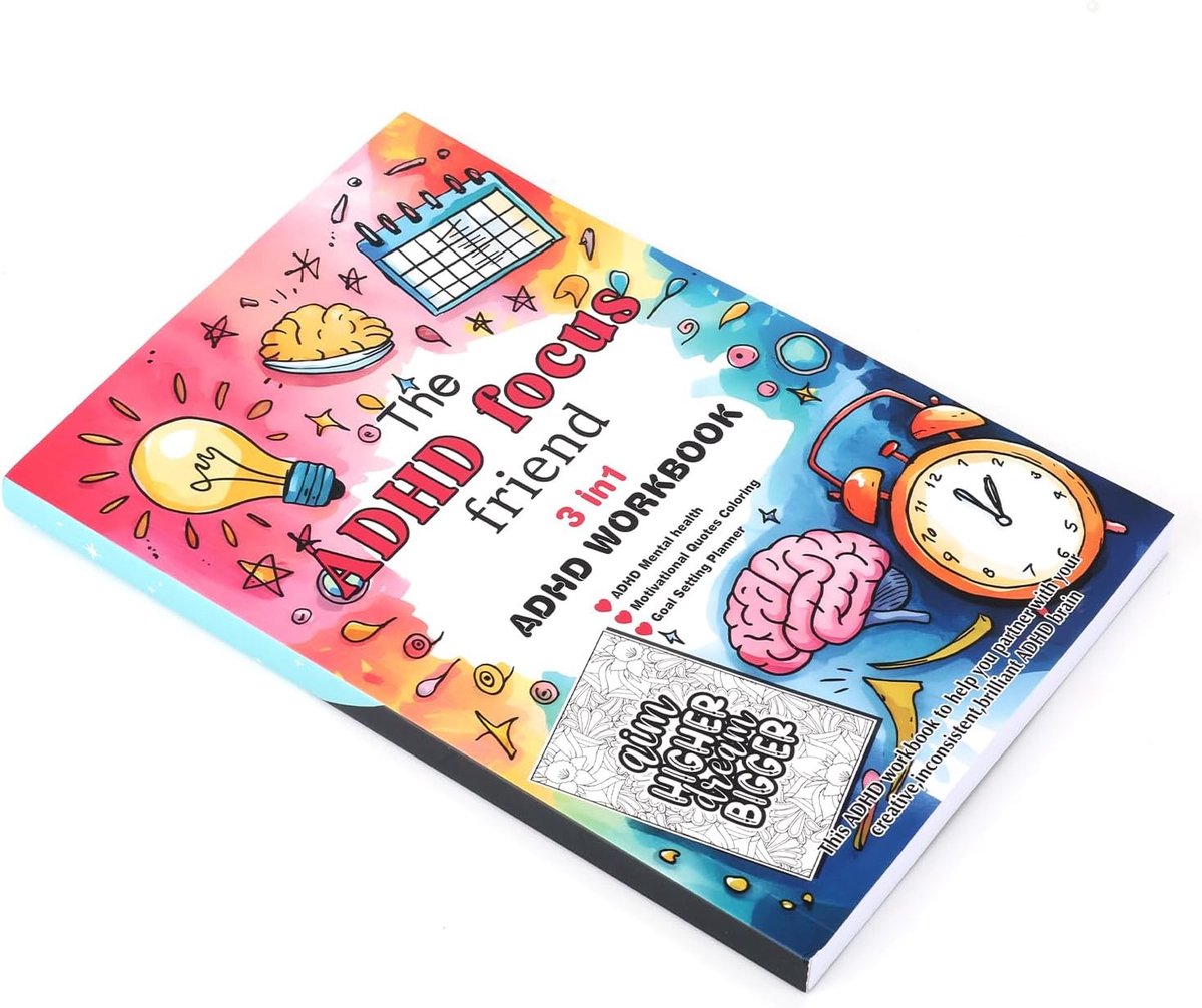 SnelShoppen - Penitue ADHD 3-in-1 Dagplanner voor Neurodivergente Volwassenen - Focusboek met Kleuren, Motivatie Citaten en Doelen - 21x14cm Premium P