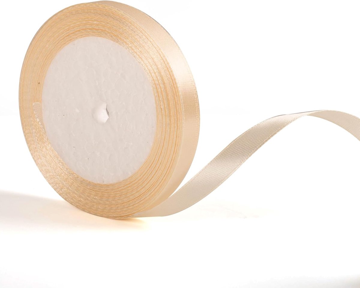 SnelShoppen - 10mm Ivoor Kleur Ribbons voor Cadeau Inpakken, 22m Satijnen Ribbons voor Feest, Bruiloft, Kerst, Bloemenboeket en Haarstrik