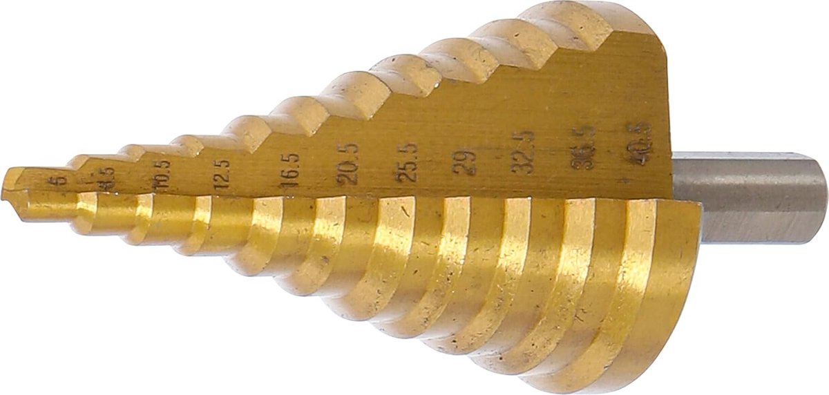 SnelShoppen - Stepboor BGS 1615 - Titanium Coated HSS Stappenboor Ø 6-40.5 mm - 11 Stages - Perfect voor Hout, Metaal en Klusprojecten