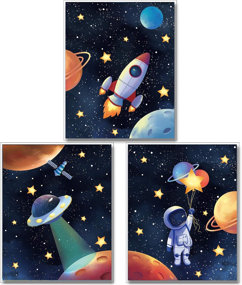 SnelShoppen - Set van 3 Decoratieve Posters voor Kinderkamer 30x40 cm - Wanddecoratie voor Baby- en Kinderenkamers - Canvas Prints zonder Lijst - Ruim