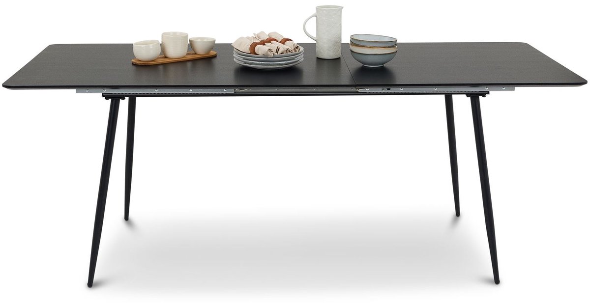 Eettafel ORSA, uitschuifbaar 160-200 x 80 cm - Zwart