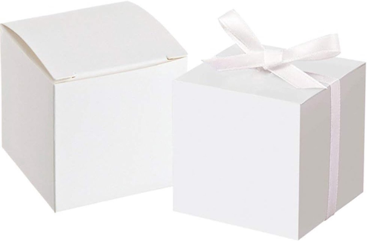SnelShoppen - Witte Cadeau Dozen met Strikjes, Vierkante Geschenken, 5 cm, Perfect voor Feesten, Bruiloften, Verjaardagen, Kerst, 50 Stuks