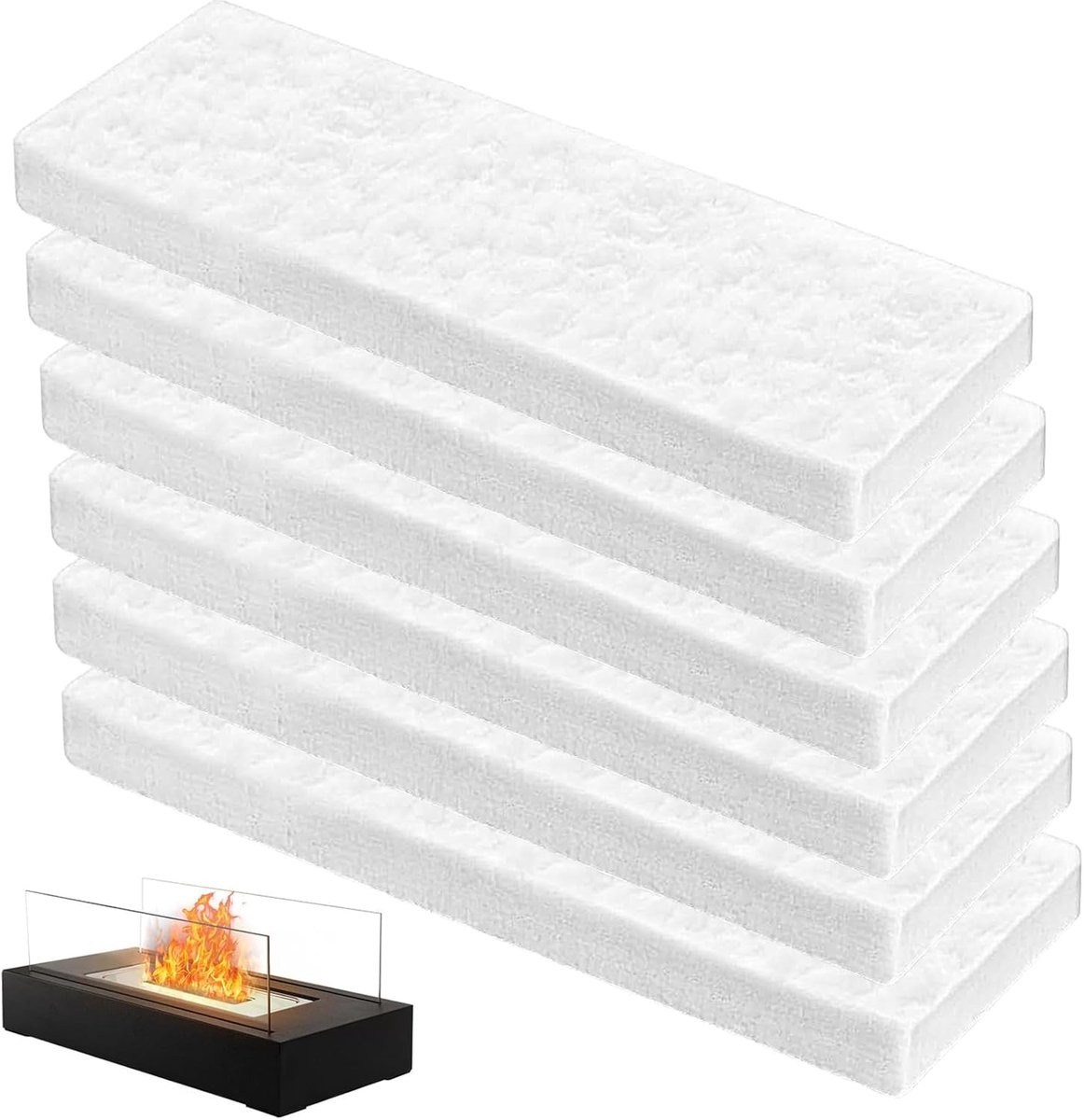 SnelShoppen - 6 Stuks Keramische Wol voor Bio-ethanol, Haard Spons, Vuur Wadding & Keramische Spons 30 x 10 x 2.5 cm - Ethanol Haard Accessoires, Kach