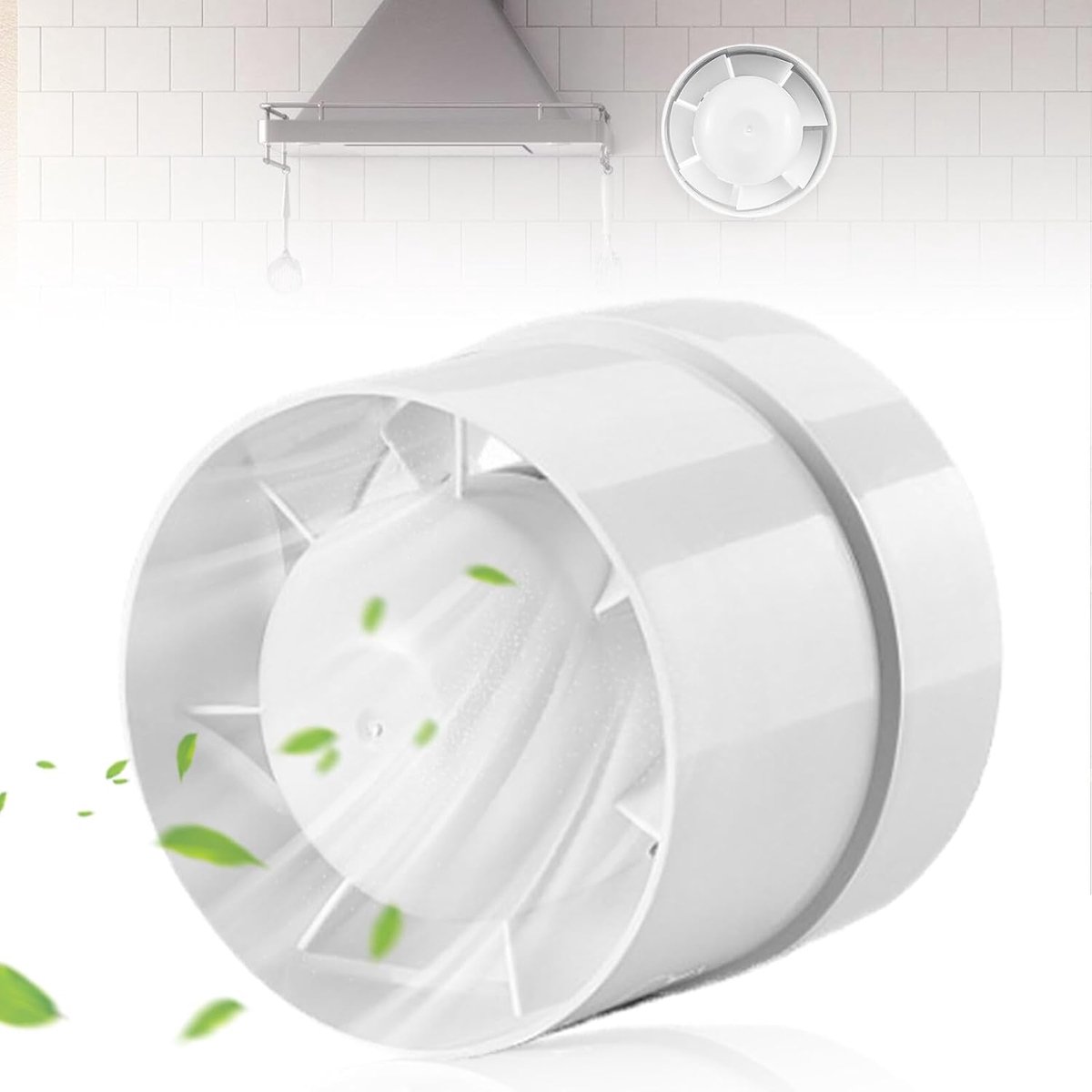 SnelShoppen - Tube Fan 100mm, Inline Afzuigventilator, Stil Duct Ventilator voor Badkamer,