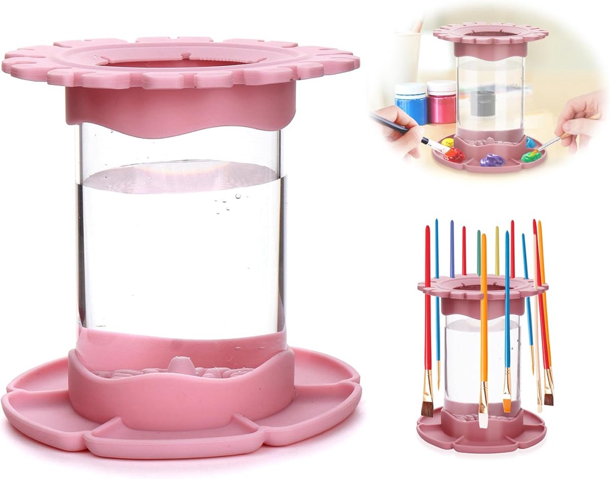 SnelShoppen - Silicone Borstelhouder, Verwijderbare Borstelwasbak, Schilderen, Multifunctionele Rinse Cup, Draagbare Transparante Verf emmer met 27 Ga