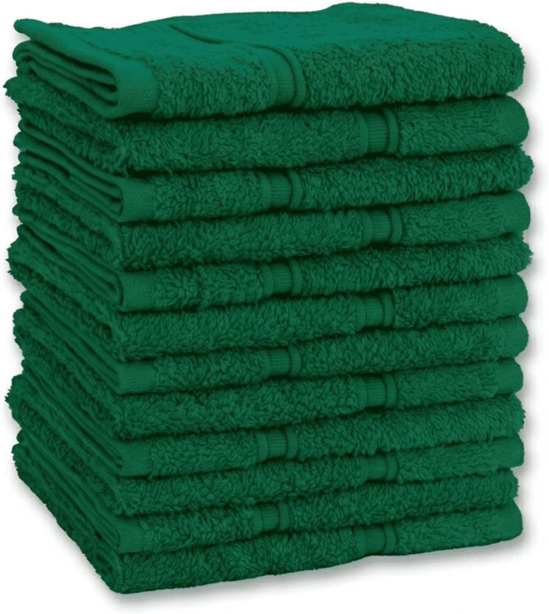 SnelShoppen - Set van 12 Gastendoeken, Handdoeken en Gezichtsdoeken 100% Katoen, Zacht en Absorberend 30 x 30 cm, Donkergroen voor Feest, Camping en K