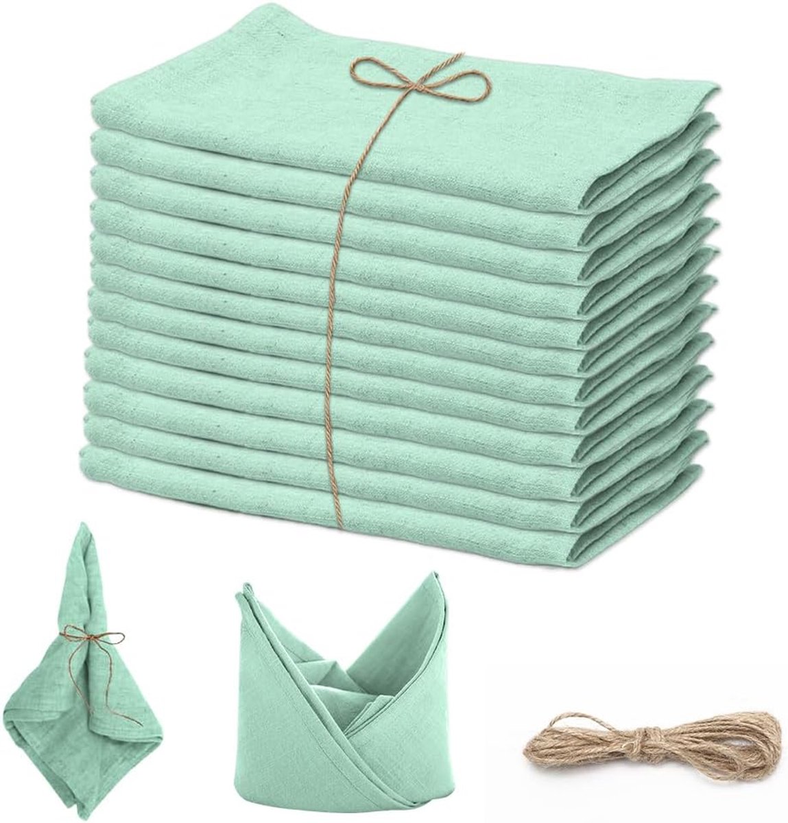 SnelShoppen - 12 Stuks Linnen Servetten 40x40 cm - Wasbare en Herbruikbare Stoffen Servetten - Perfect voor Feesten, Diner, Bruiloften, Café, Restaura