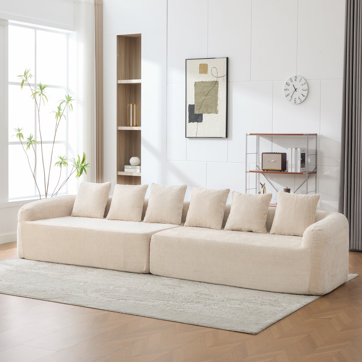 STILVORA Zitbank 343 Cm - Modulaire 6-Zits Met Chaise Longue En Antislip Bodem - Voor Woon