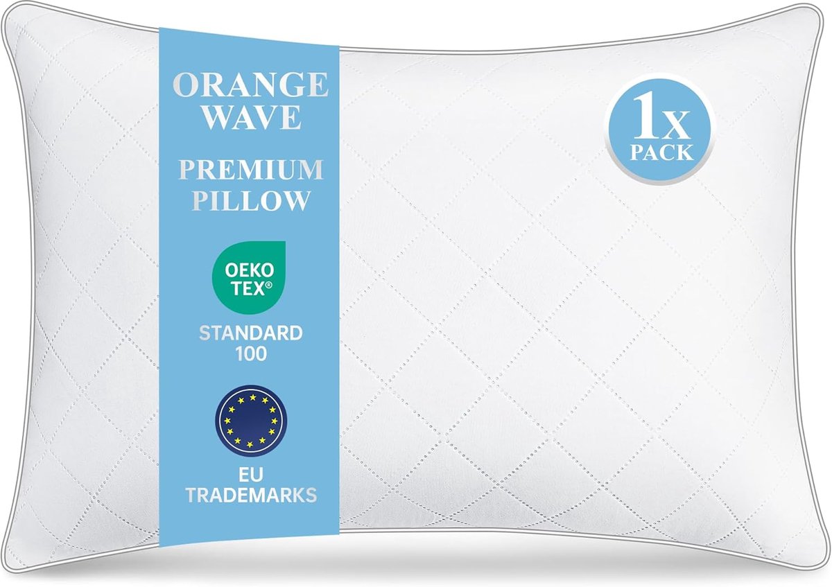 SnelShoppen - Orange Wave Kussen 40x80 cm - Microfiber Slaapkussen, Zacht en Ademend, Wasbaar en Hypoallergeen, Oeko-Tex Gecertificeerd Kussen voor Pe