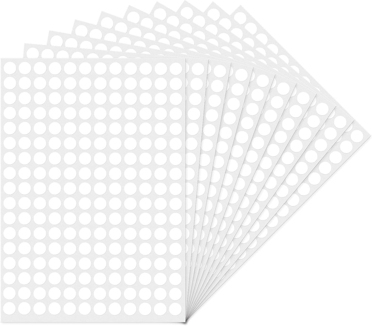 SnelShoppen - Witte Ronde Puntstickers 10 mm, Zelfklevende Markeer Dots, Waterdichte Stickers, Kleurcodering Labels, 2040 Stuks voor Organisatie, Scho