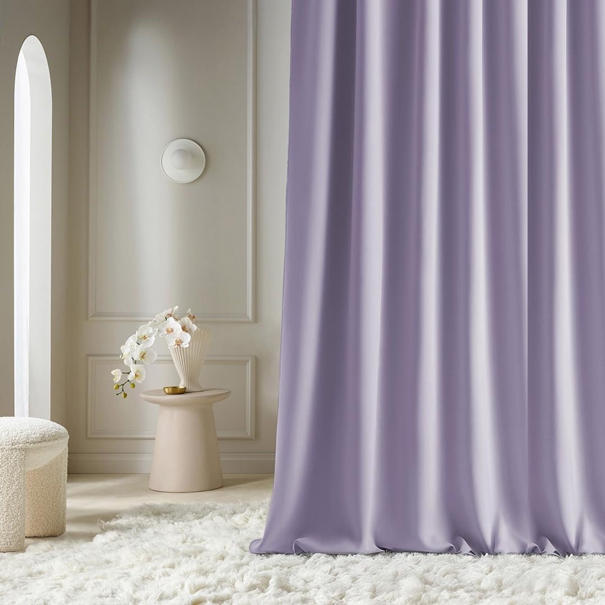 SnelShoppen - Aura Gordijn met Rimpelband, 140 x 260 cm, Zwart-out, Decoratief Modern Gordijn voor Woonkamer en Slaapkamer, Paars, 1 Stuk