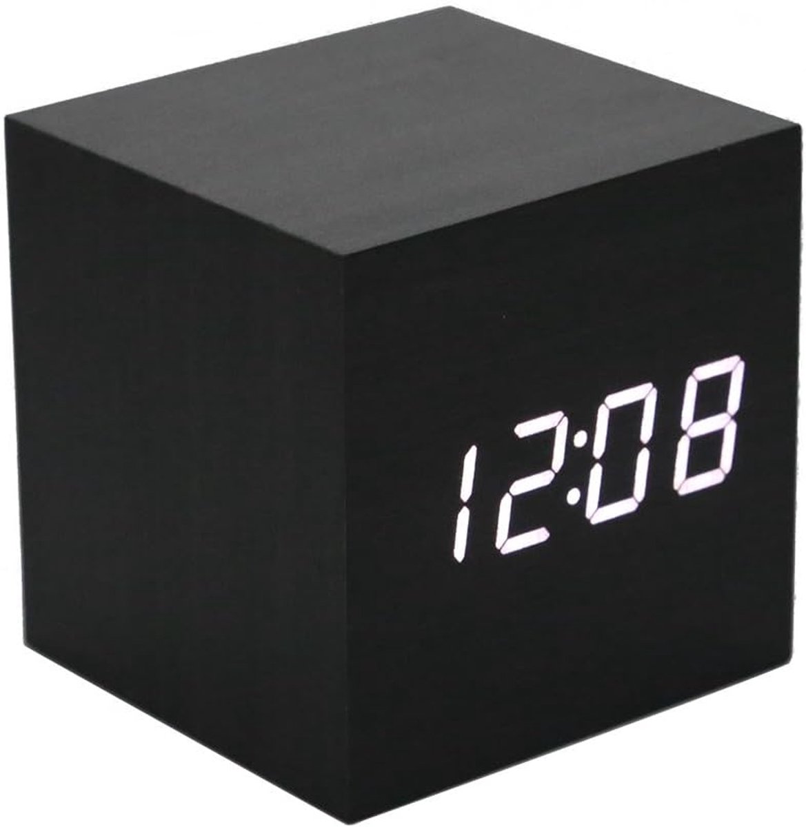 SnelShoppen - Houten Alarmklok - Digitale LED Mini Klok met Temperatuurweergave, 3 Niveaus Helderheid en Stembediening, Ideaal voor Thuis en Reizen AC