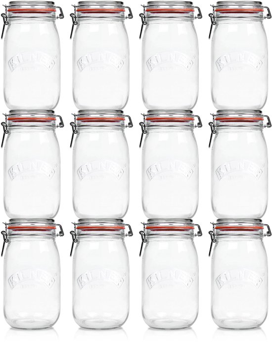 Kilner Weckpotten Set (12x 1500ml) | OP=OP VOORDEELSET | 12 Weckpotten van 1500 ML | Premium A-kwaliteit | Robuust en Voedselveilig | Ideaal als voorraadpot, inmaakpot of conserveerpot