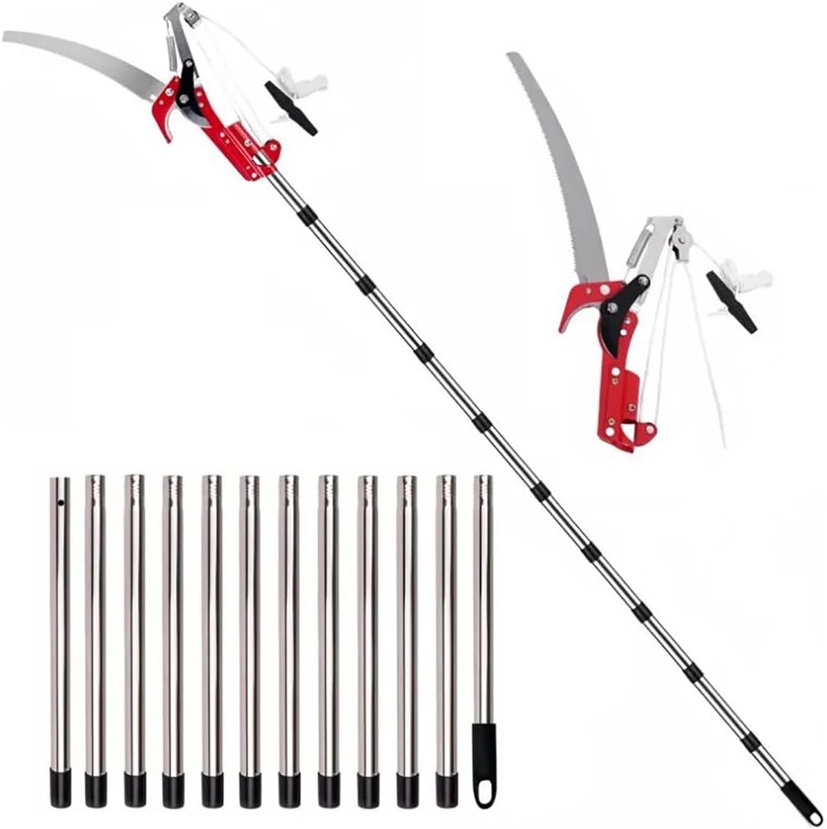 SnelShoppen - Telescopische Handzaag voor Snoeien, 2-in-1 Tuin Cutter, Uitschuifbaar van 82-530 cm, Hoogte Verstelbaar, Ideaal voor Takken, Vines en C