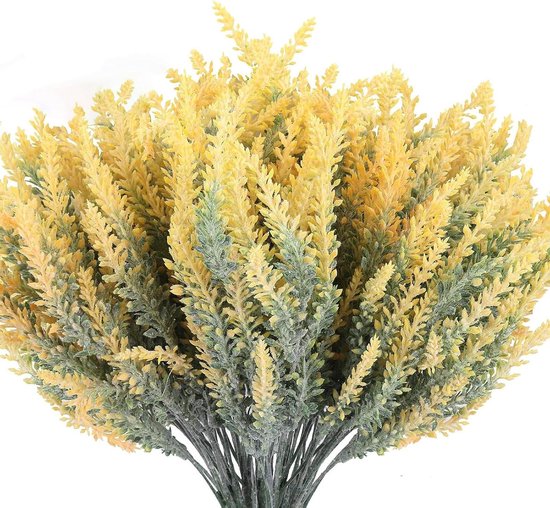 Kunstlavendel Stukken - Namaak Bloemen - Huis Decoratie - Realistisch Flock Ontwerp - 36 cm 12 Stuks - Geel