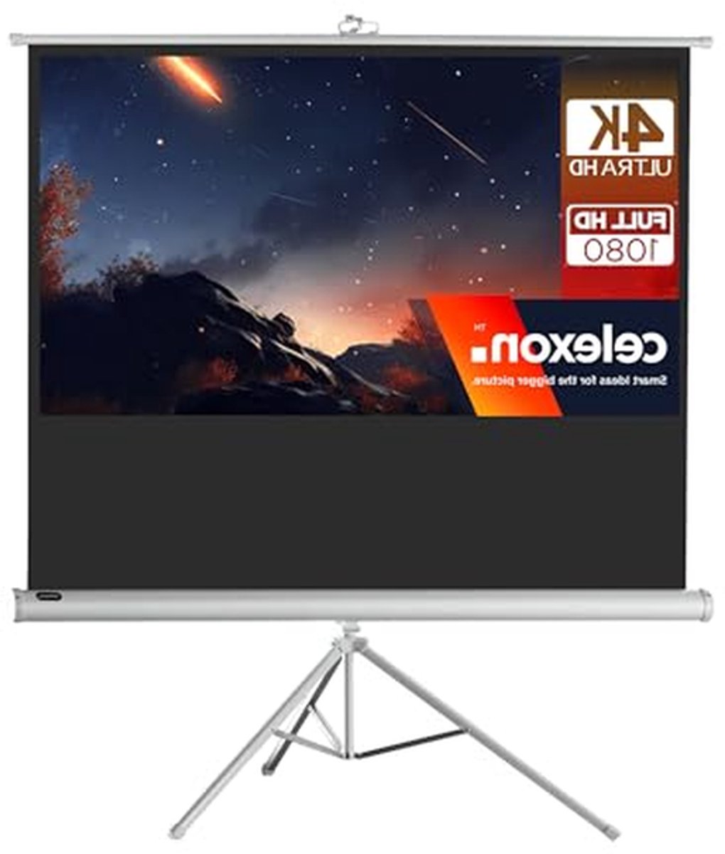 Statief Projectiescherm - Mobiel Scherm - Thuisbioscoop Presentaties - Traploos Verstelbaar - 158 x 89 cm - Wit