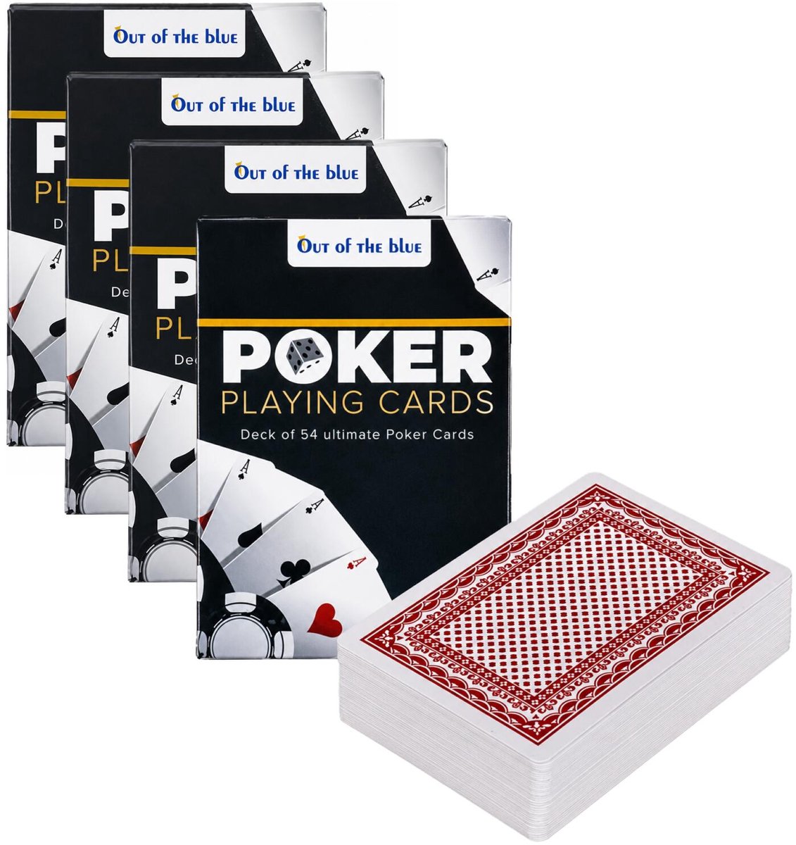 Poker speelkaarten - 4x - kaartspellen - klassiek - standaard formaat - 54 kaarten