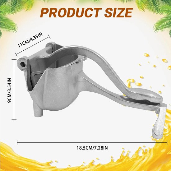 SnelShoppen - Manual Juicer Aluminium Alloy Citrus Juicer Handpers voor Citroen, Sinaasappel, Limoen en Granaatappel - V-vormige Gietrand voor Schoon — afbeelding 5