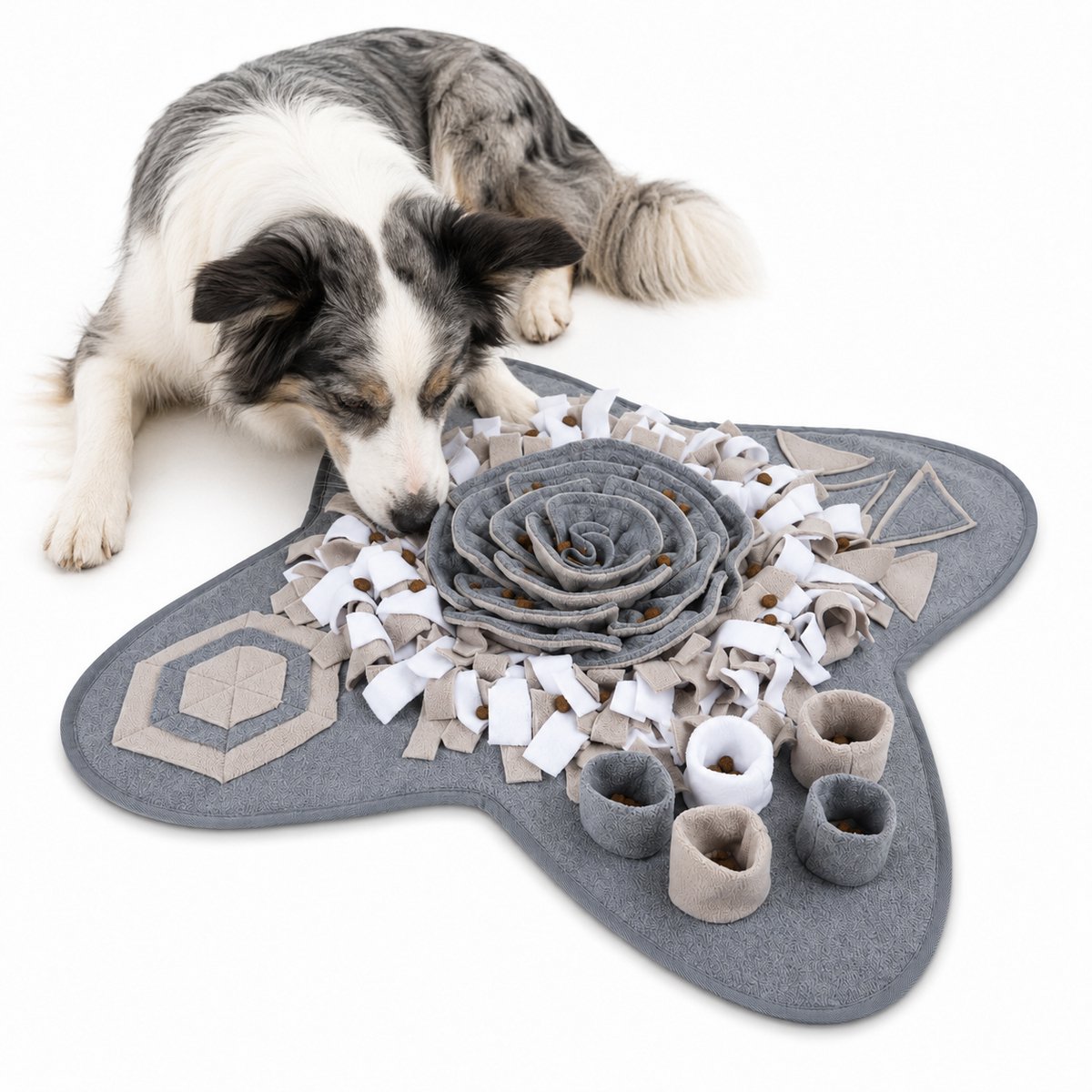 ZoeZo Snuffelmat Hond 70 x 70 cm - Slowfeeder - Anti-Schrok Voermat - Likmat - Wasmachinebestendig - Denkspel voor Huisdieren