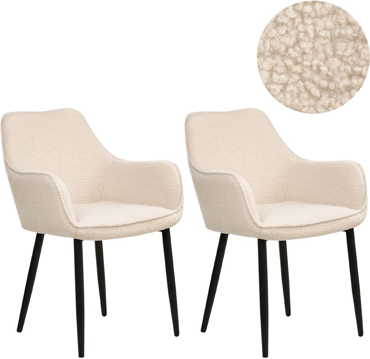 ALDEN - Eetkamerstoel set van 2 - Lichtbeige - Bouclé