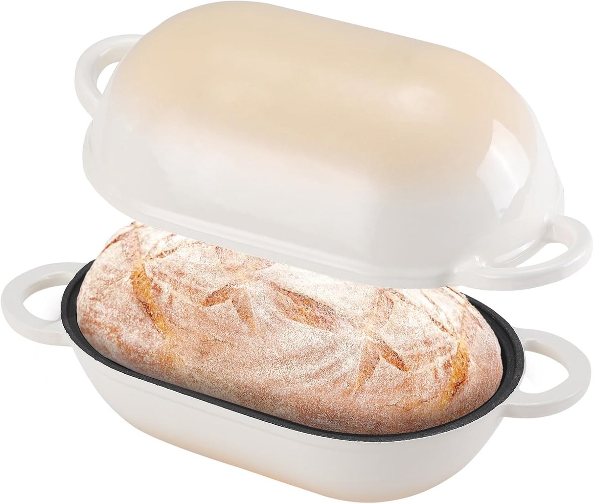 SnelShoppen - Gietijzeren Broodmand met Deksel 23 cm, Enamel Gietijzeren Pan voor Brood en Casserole, 2.75 L, Ideaal voor Brood Bakken, Ovenbestendig