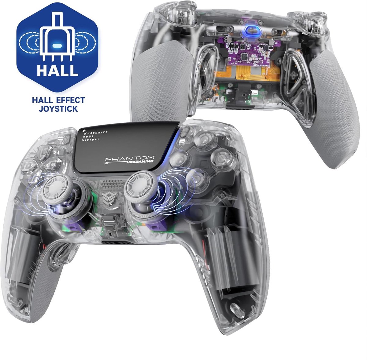 SnelShoppen - Pro Gamepad voor PS5/PC/Mobiel - HEXGAMING PHANTOM Controller met 4 Remappable Terugknoppen, 8 Hall Effect Analoge Sticks, 6 Remap Profi