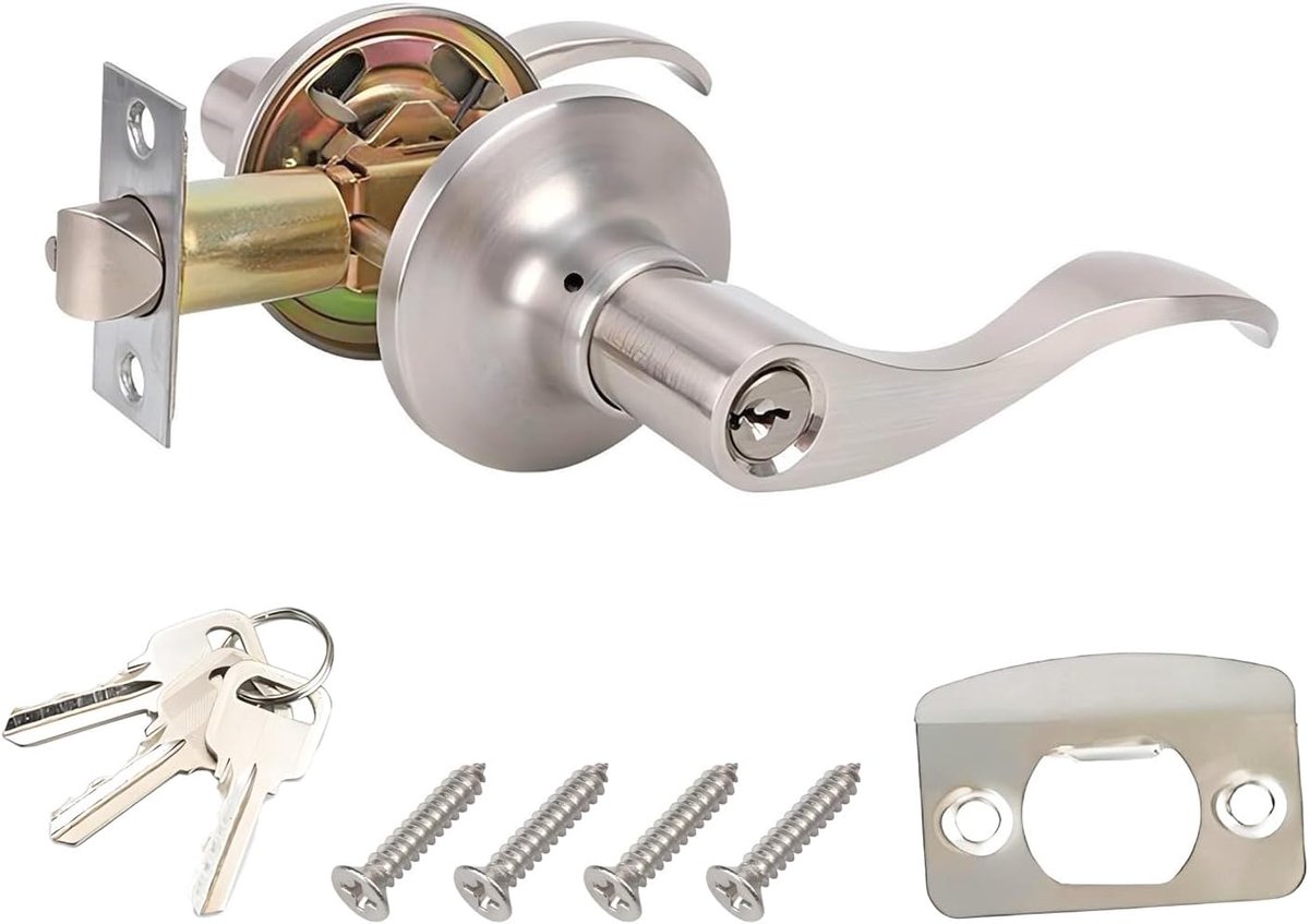 SnelShoppen - Set van 1 Moderne Deurgreep voor Slaapkamer met Sleutel, Aluminium Legering, Hoogwaardige Deursloten met Levers, Binnengebruik, Corrosie