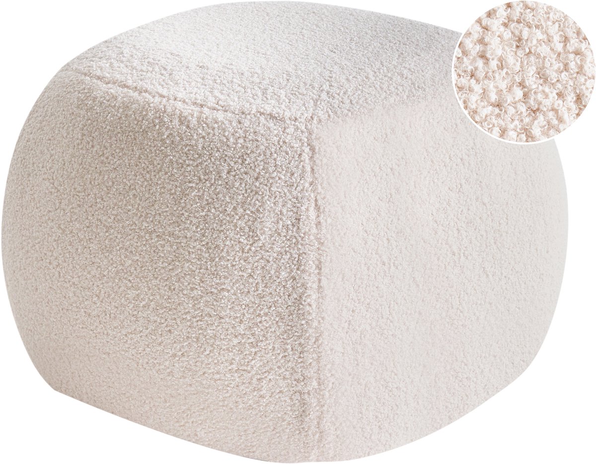 BARRON - Poef - Gebroken wit - Bouclé