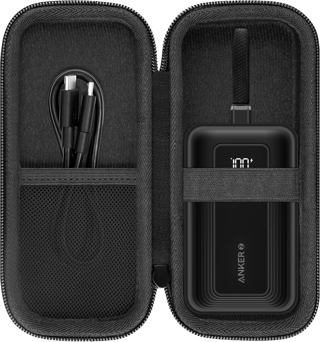 SnelShoppen - Hard Carrying Case voor Power Bank 10.000mAh/20.000mAh, Beschermhoes, Zwart, Geschikt voor Reizen, Inclusief Handvat en Zipper