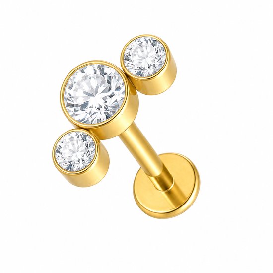 Piercing d'oreille - Couleur : Or - Dimensions : 12 x 6 MM - Titane - Tragus / Cartilage / Helix / Conque - Piercing d'oreille - Bijoux de piercing - Haute qualité - Piercing Labret - Bijoux de Luxe - Boucles d'oreilles